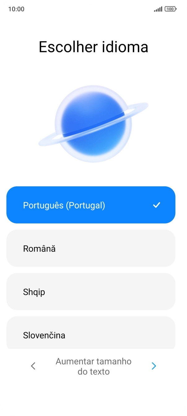 Prima o idioma pretendido.