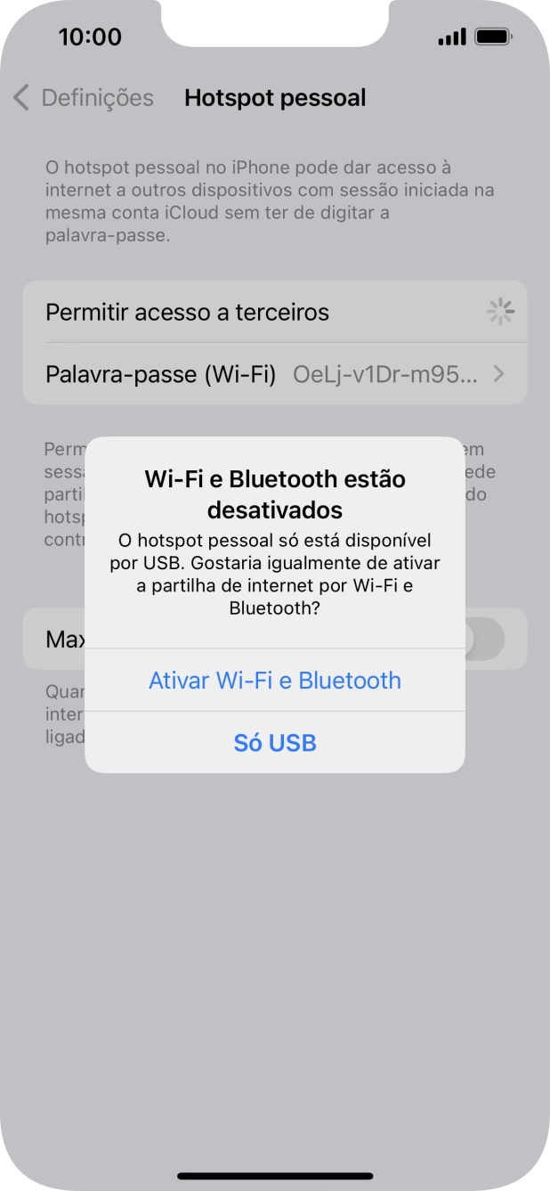 Se o Wi-Fi estiver desativado, prima Ativar Wi-Fi e Bluetooth.