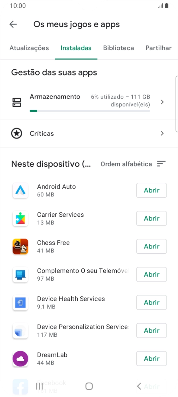 Prima a app pretendida.