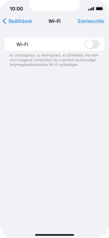 Kattints a „Wi-Fi” melletti csúszkára a funkció bekapcsolásához.