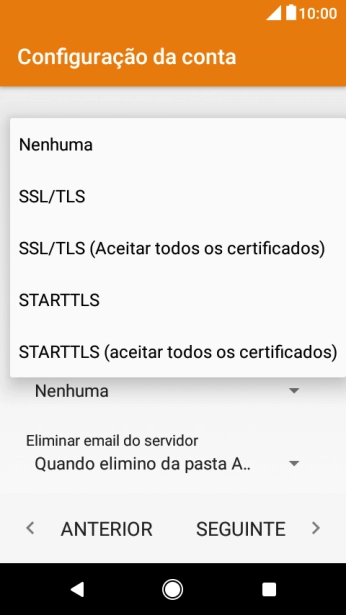 Prima SSL/TLS para ativar a função.