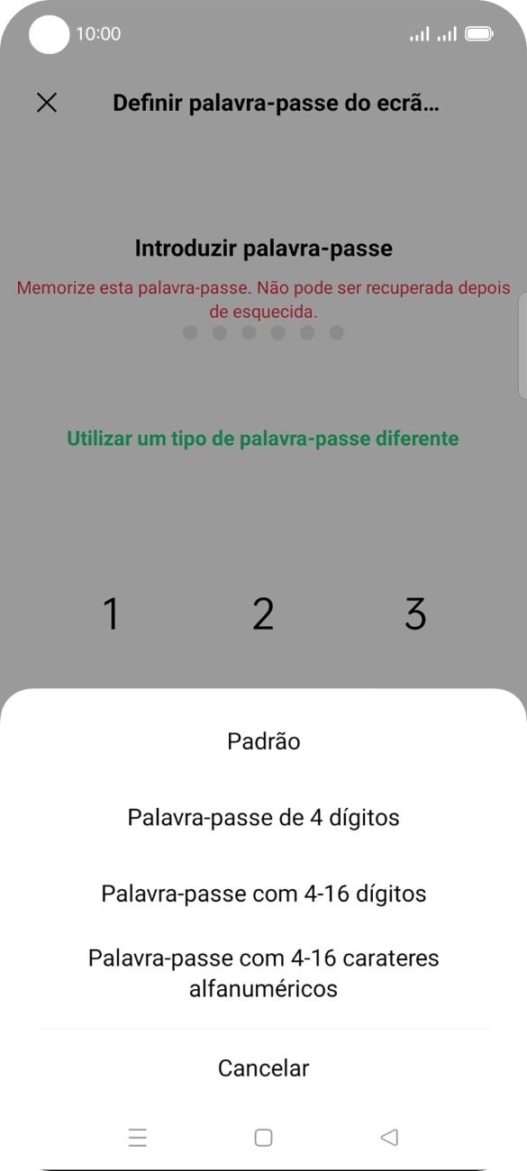 Prima o código de bloqueio do telefone pretendido e siga as indicações no ecrã para estabelecer um código de bloqueio adicional.