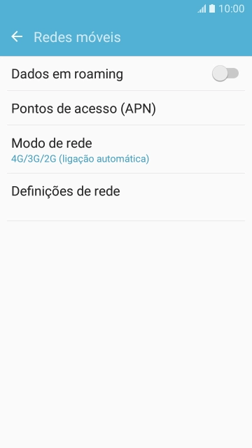 Prima Dados em roaming para ativar ou desativar a função.