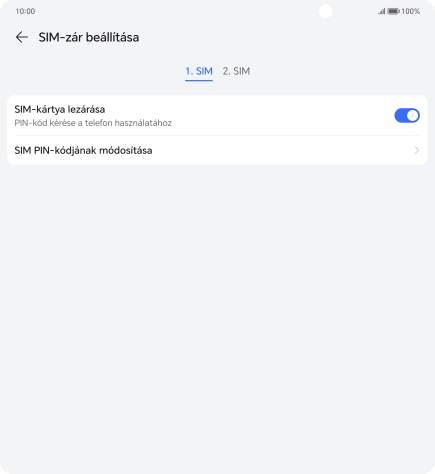 Kattints a „SIM kártya lezárása” melletti csúszkára a funkció be- vagy kikapcsolásához.