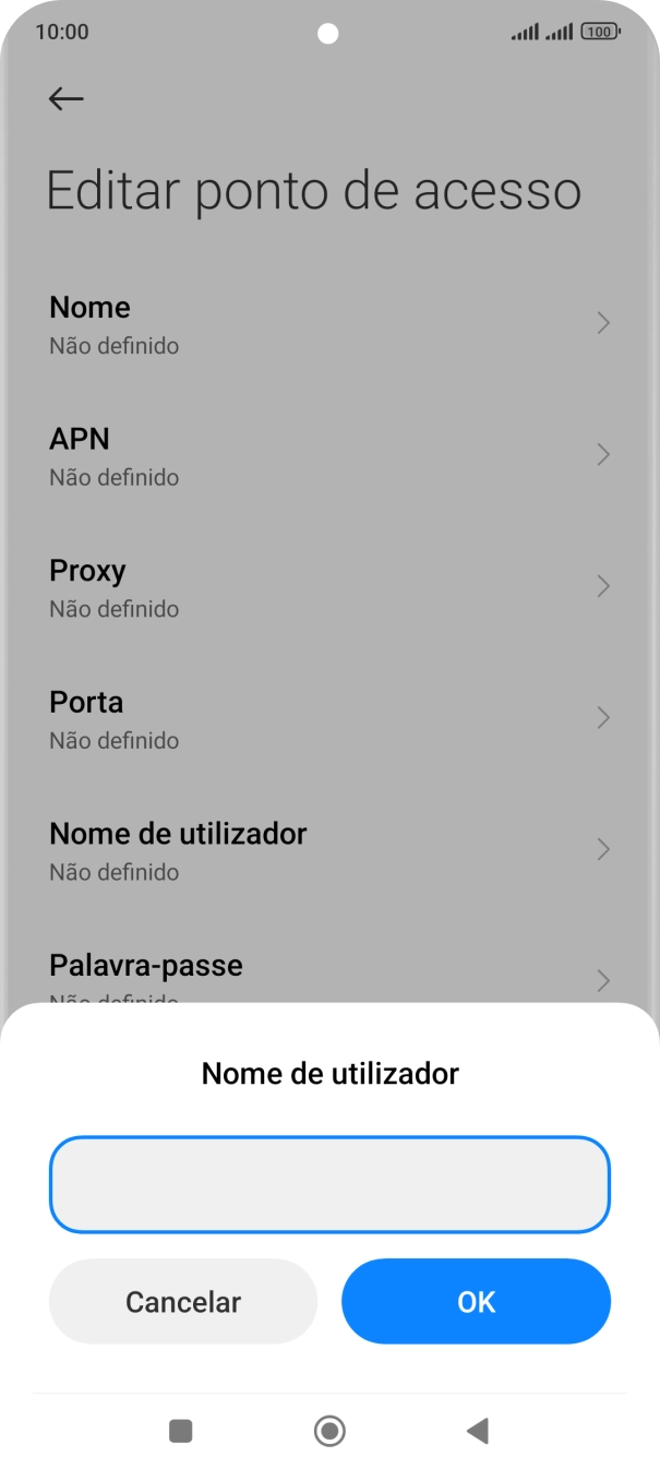 Introduza vodafone e prima OK.