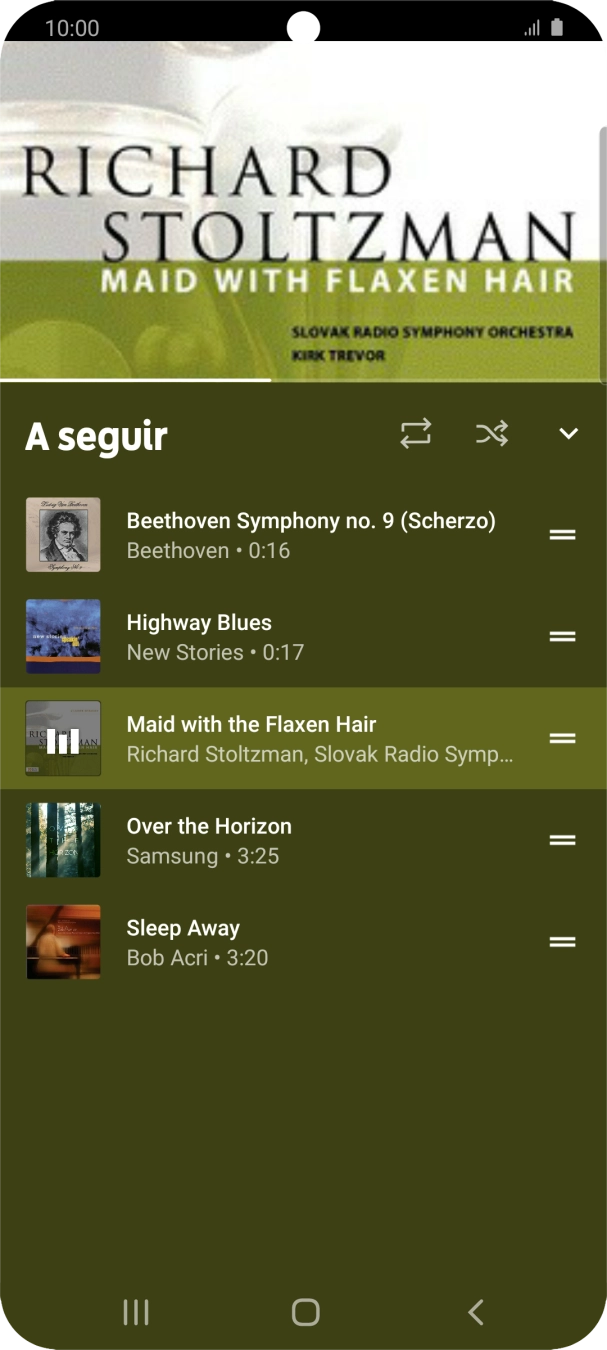 Prima o ícone de reprodução contínua para ativar ou desativar a função.