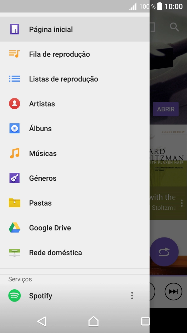 Prima a categoria pretendida e dirija-se ao ficheiro de música pretendido.