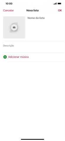 Prima o campo de escrita e introduza o nome da lista de reprodução.