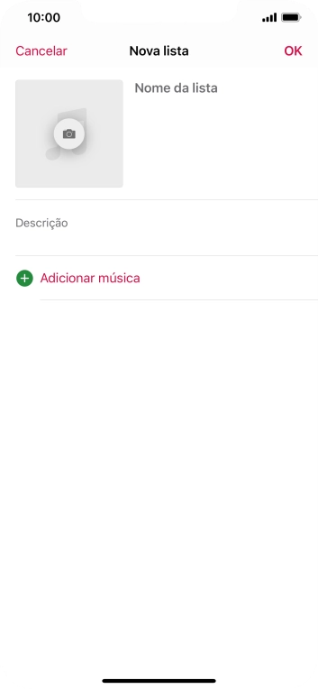 Prima o campo de escrita e introduza o nome da lista de reprodução.