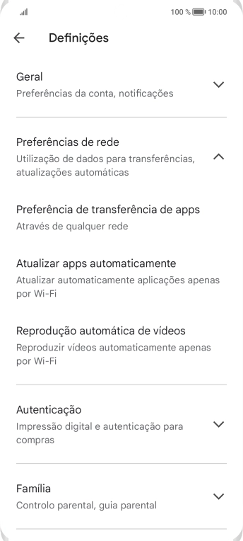 Prima Atualizar apps automaticamente.