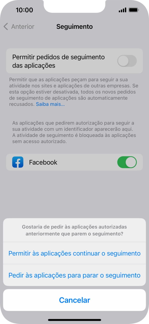 Se desativar a função, prima a definição pretendida.