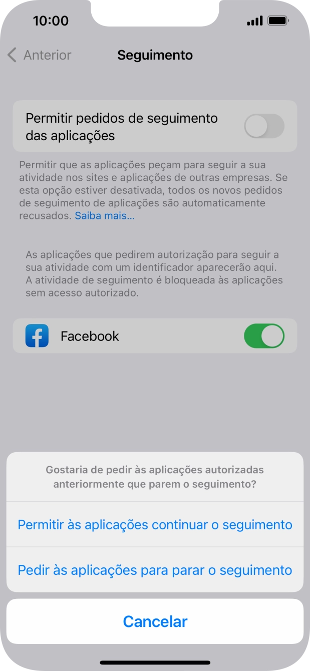 Se desativar a função, prima a definição pretendida.