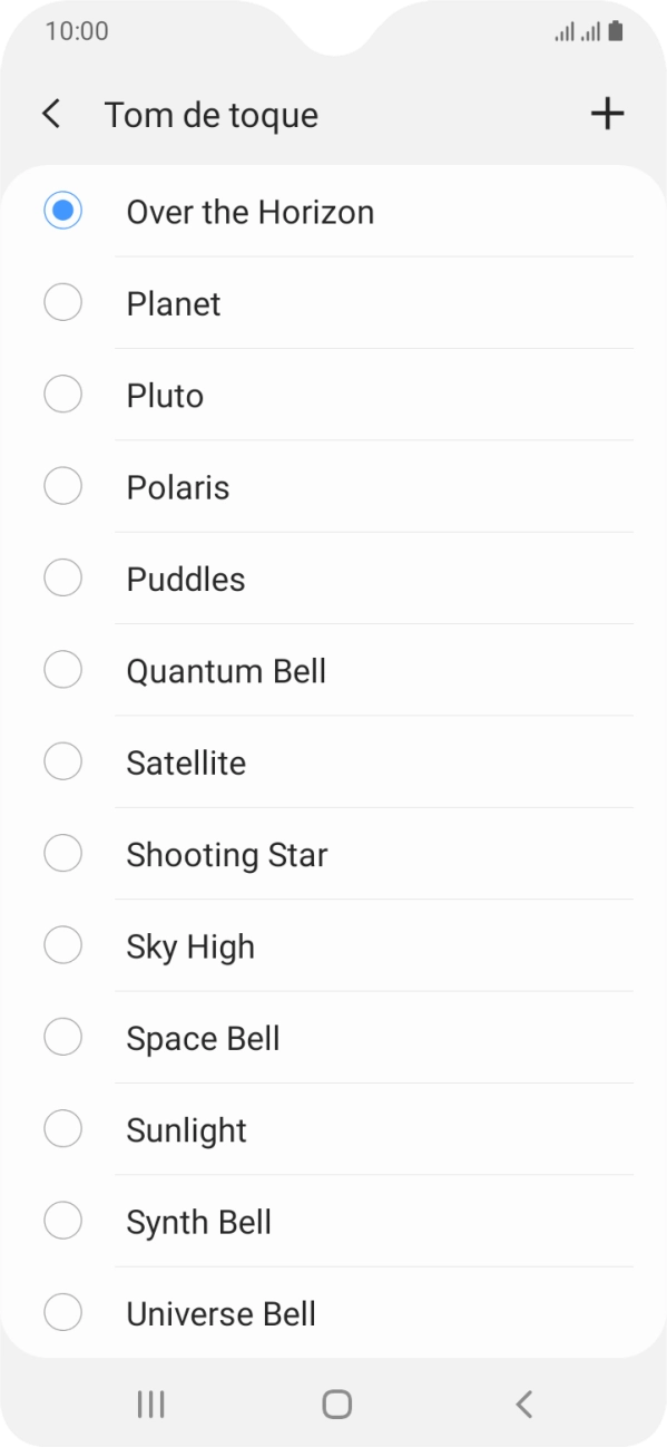 Prima o ícone para adicionar um tom de toque.