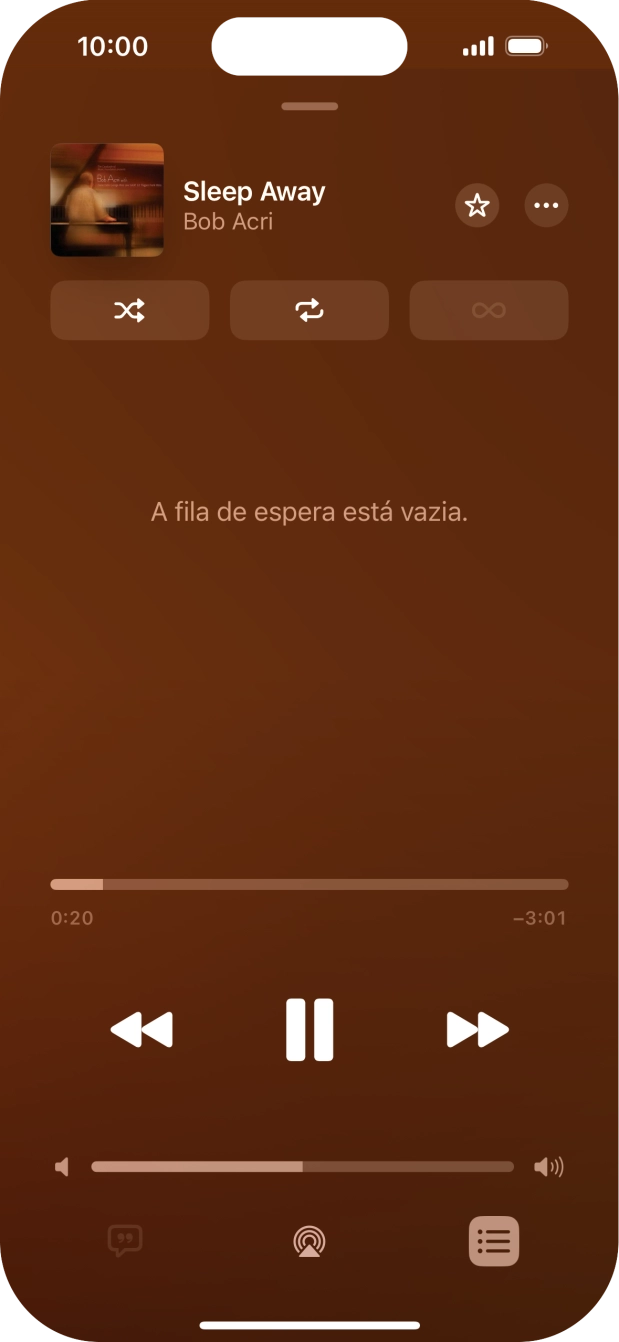 Prima o ícone de reprodução aleatória para ativar ou desativar a função.