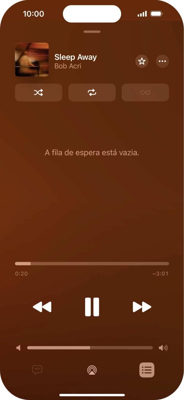 Prima o ícone de reprodução aleatória para ativar ou desativar a função.