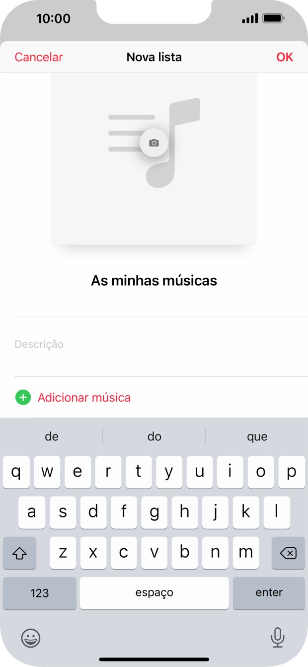Prima Adicionar música.