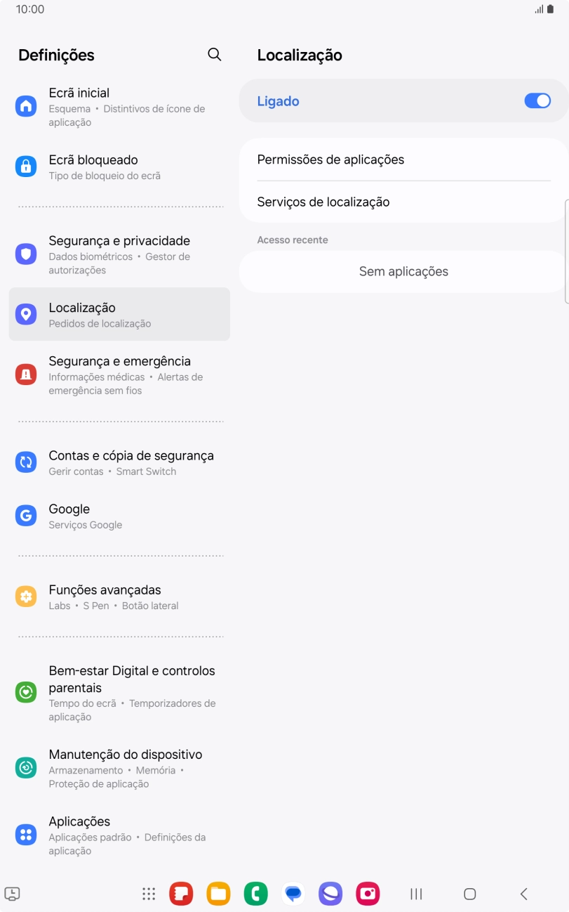 Prima Permissões de aplicações.