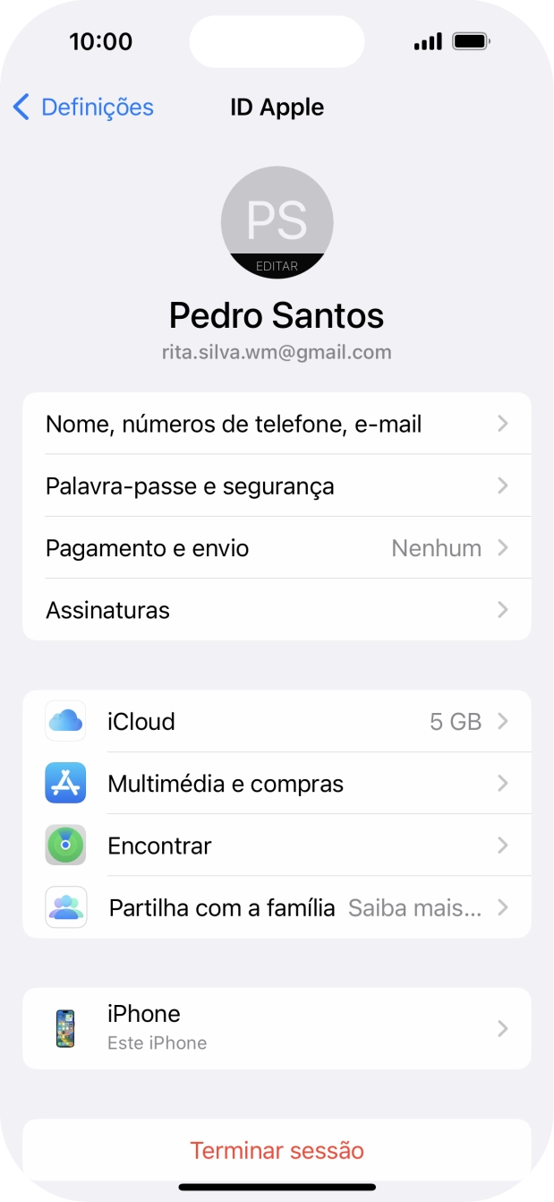Para voltar ao ecrã inicial, deslize o dedo de baixo para cima a partir da base do ecrã.