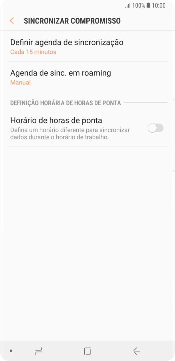 Prima Definir agenda de sincronização.