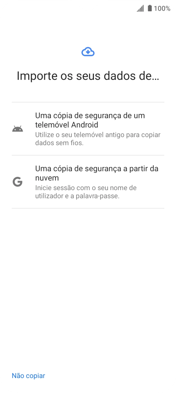 Prima a definição pretendida e siga as indicações no ecrã para transferir conteúdo de outro telefone.
