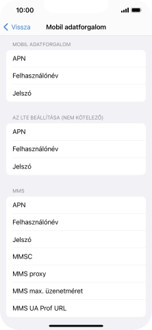 Válaszd az APN lehetőséget. Amennyiben előfizetésed van, írd be azt, hogy mms.vodafone.net.