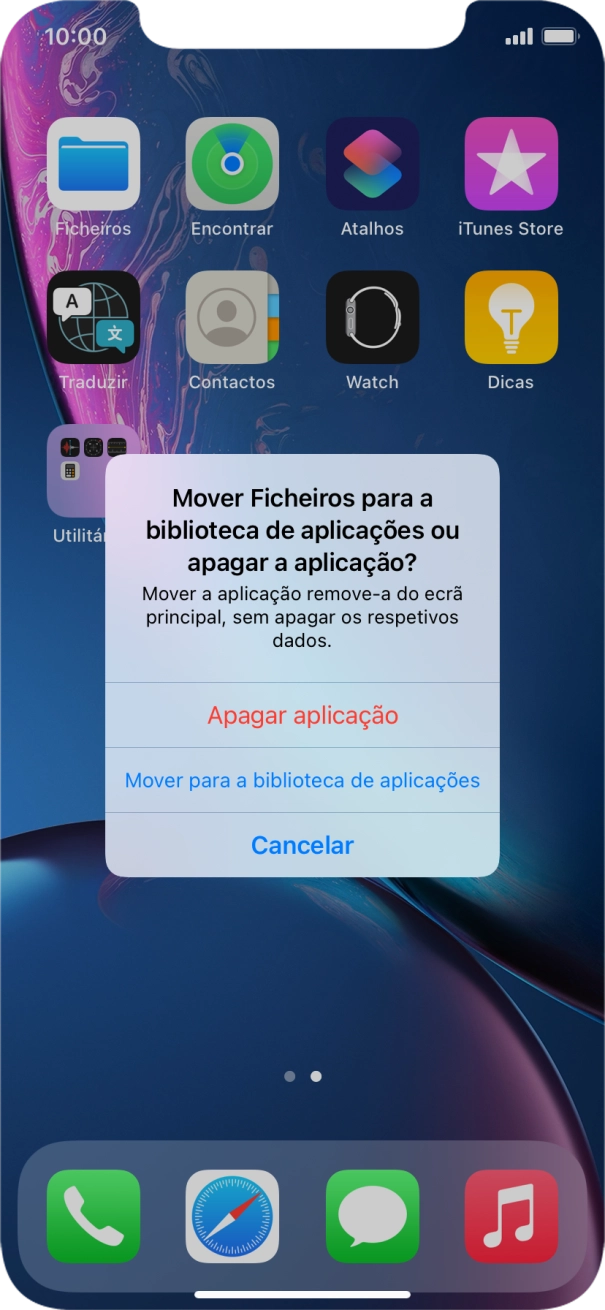 Prima Apagar aplicação.