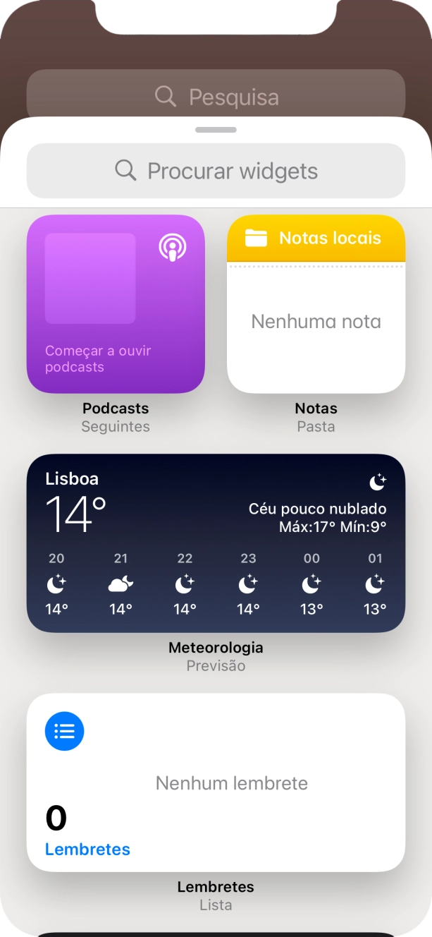 Prima o widget pretendido.