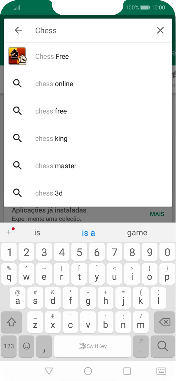 Introduza o nome ou categoria da app pretendida e prima o ícone para pesquisar.