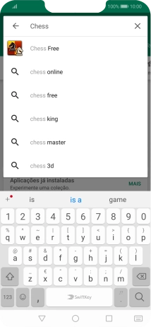 Introduza o nome ou categoria da app pretendida e prima o ícone para pesquisar.