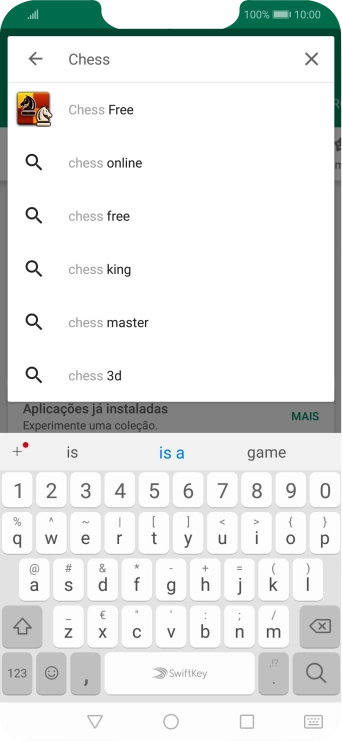Introduza o nome ou categoria da app pretendida e prima o ícone para pesquisar.