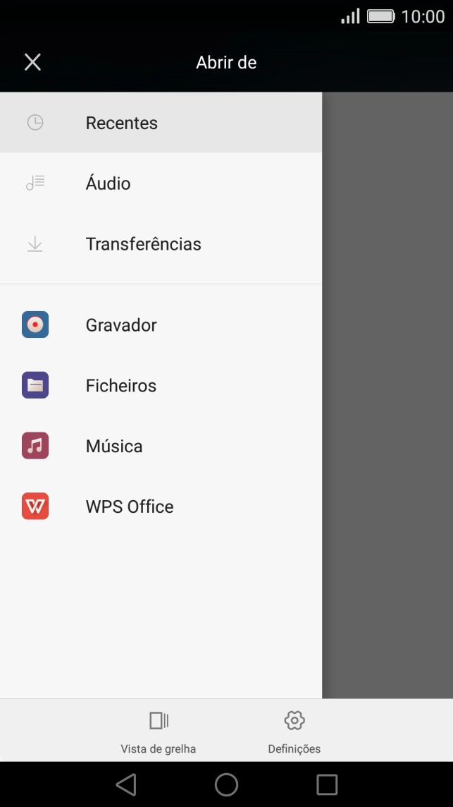 Prima Áudio e vá até à pasta pretendida.