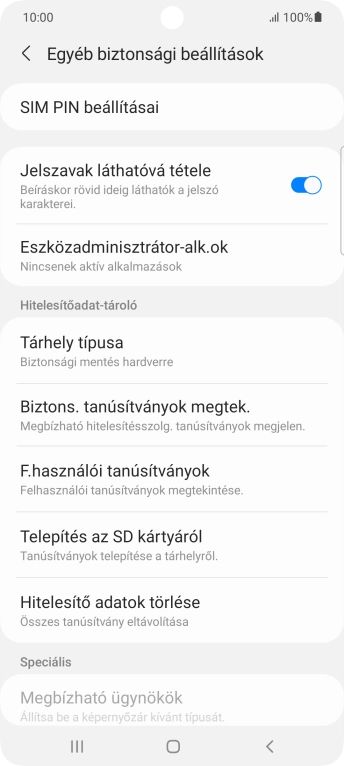Válaszd a SIM PIN beállításai lehetőséget.
