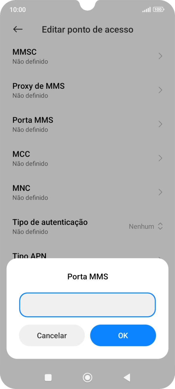 Introduza 80 e prima OK.