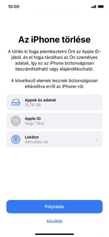 Válaszd a Folytatás lehetőséget.
