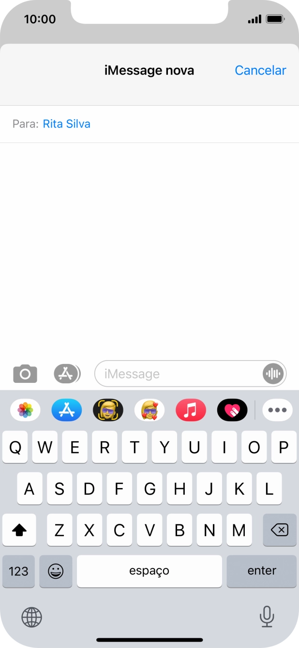 Também é possível enviar imagens, vídeo, audio e diferentes efeitos na iMessage. Siga as indicações no ecrã para enviar a iMessage com o conteúdo pretendido.