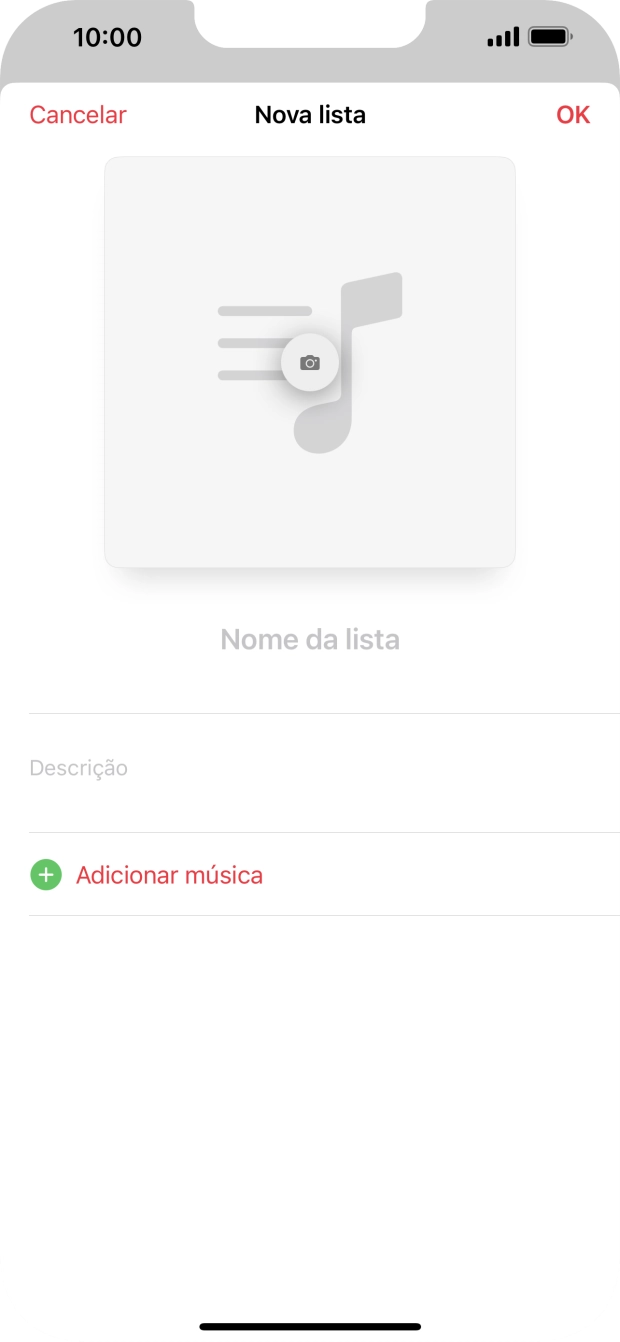 Prima o campo de escrita e introduza o nome da lista de reprodução.