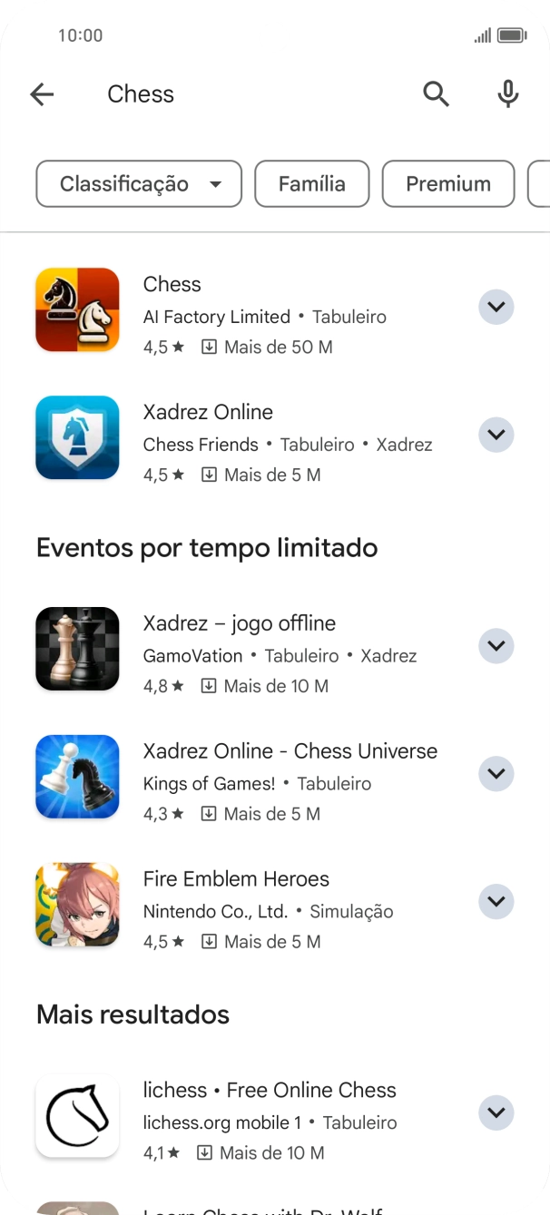 Prima a app pretendida.
