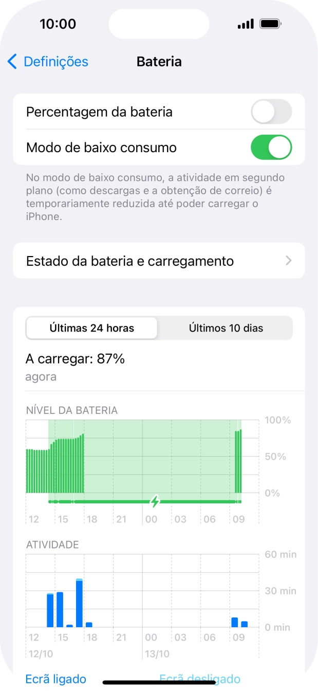 Para voltar ao ecrã inicial, deslize o dedo de baixo para cima a partir da base do ecrã.