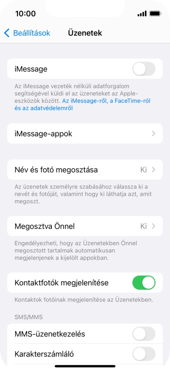 Kattints az „MMS-üzenetkezelés” melletti csúszkára a funkció bekapcsolásához.