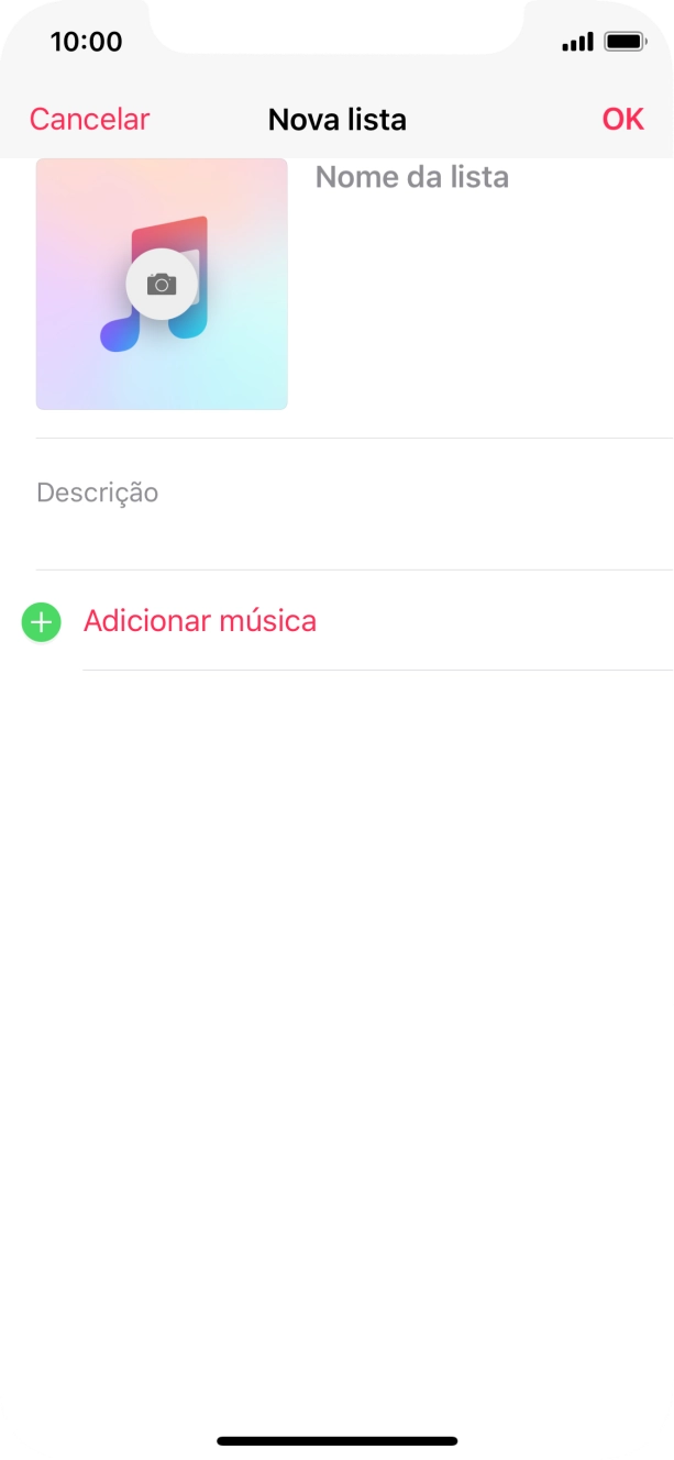 Prima o campo de escrita e introduza o nome da lista de reprodução.