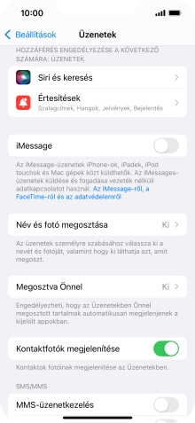 Kattints az „iMessage” melletti csúszkára a funkció bekapcsolásához.
