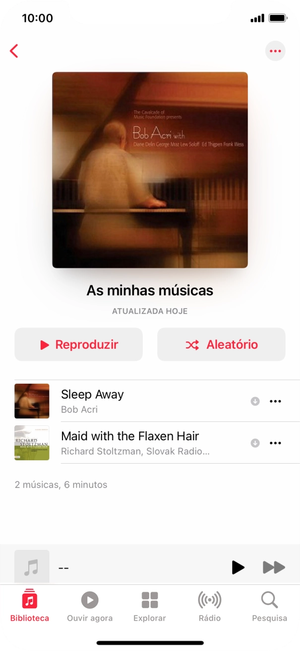 Vá até à categoria ou lista de reprodução pretendida e prima o ficheiro de música pretendido.