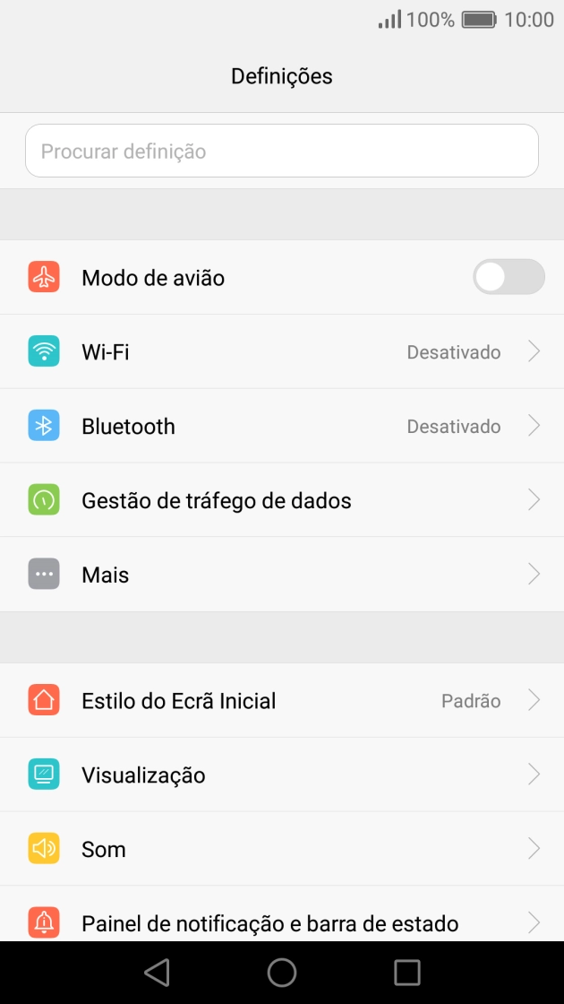 Prima Painel de notificação e barra de estado.