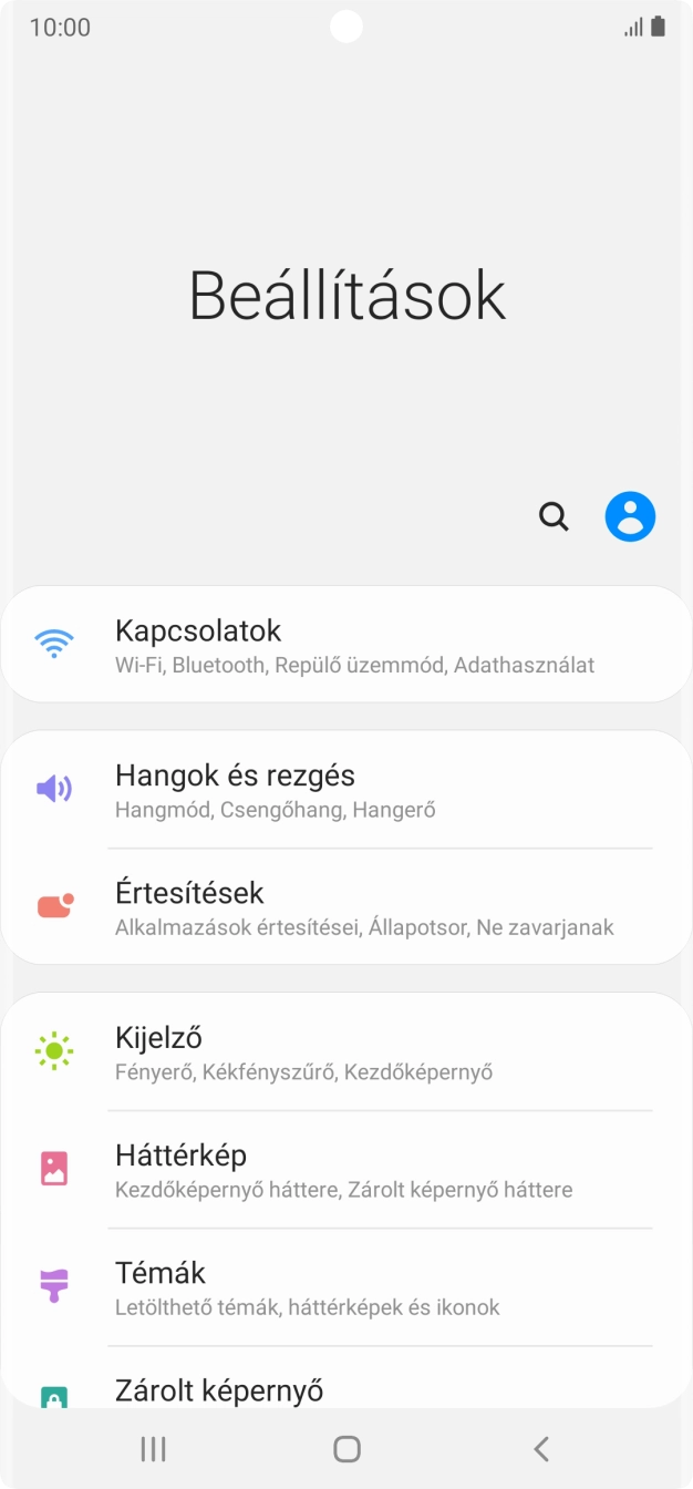 Válaszd a Kapcsolatok lehetőséget.