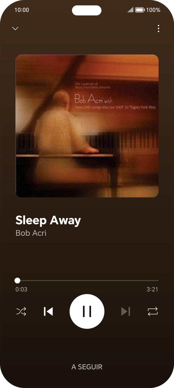 Prima a seta para a direita para ir para o ficheiro de música seguinte.