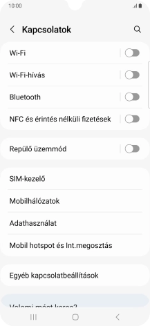 Válaszd a Mobil hotspot és Int.megosztás lehetőséget.
