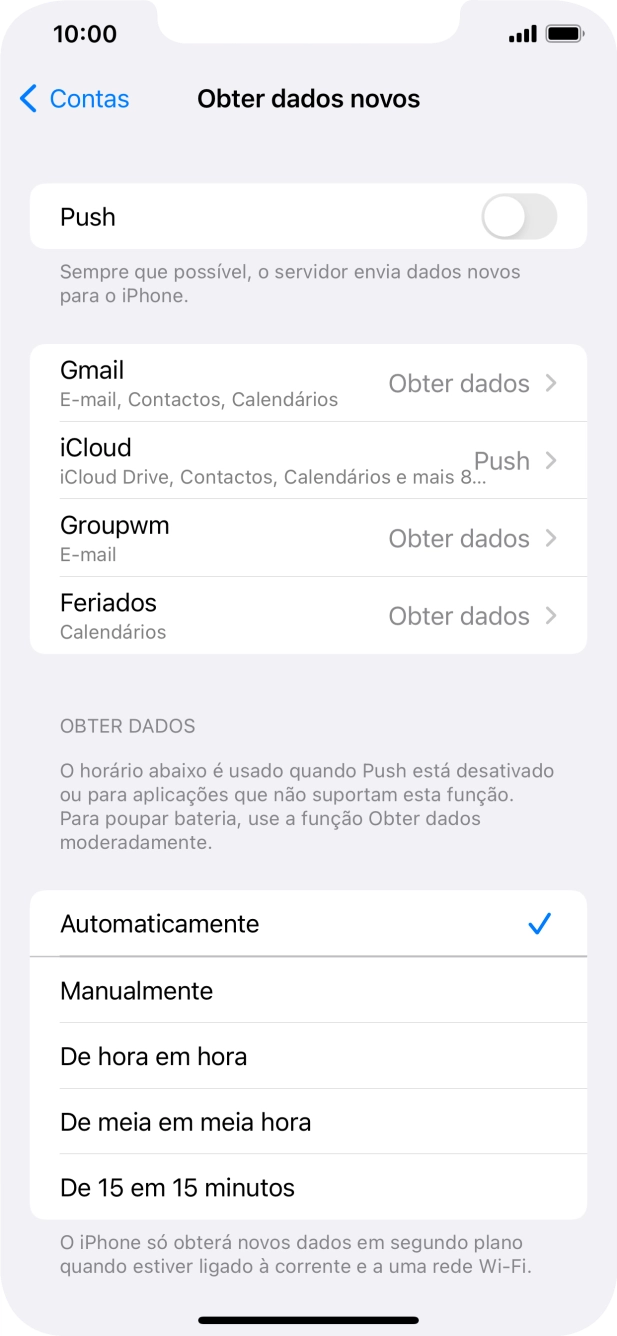 Se desativar a função, prima a definição pretendida.