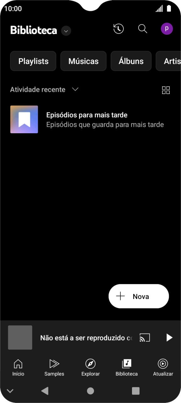 Prima a lista suspensa.