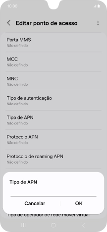 Introduza default e prima OK.
