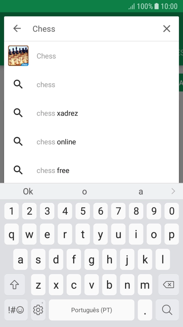 Introduza o nome ou categoria da app pretendida e prima o ícone para pesquisar.